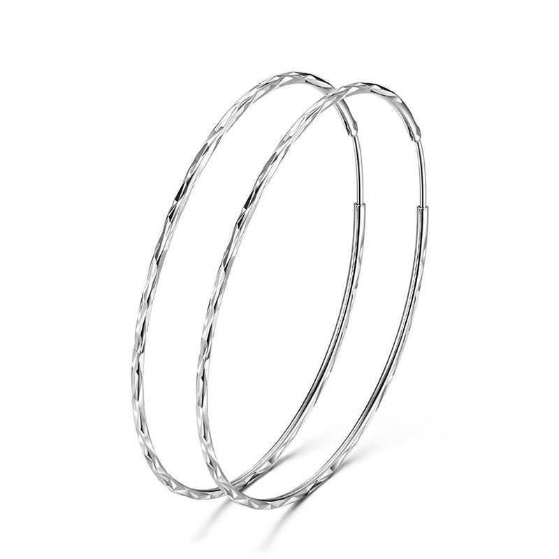 POPLYKE 925 Sterling Silver Circle Endless Hoop Earrings for Women (60MM Hoop Earrings) - Image 1